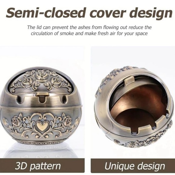 NWOT Vintage Style Decorative Ashtray with Rose Design - Picture 3 of 7